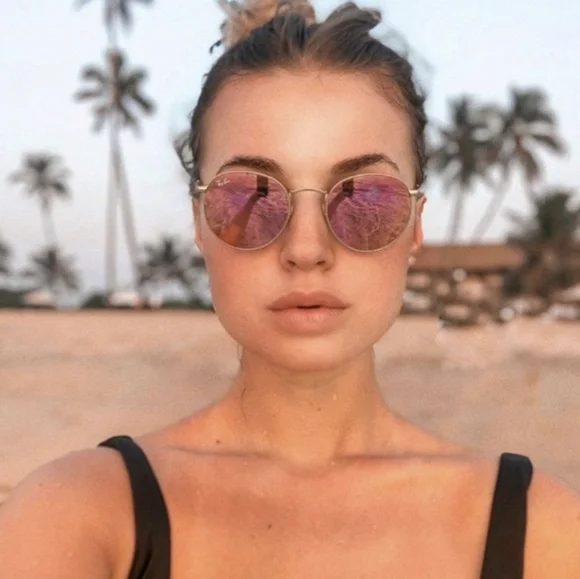 RayBan Round Metal Pink Mirror Lenses RB3447 Men & Women - Picture 4 of 14